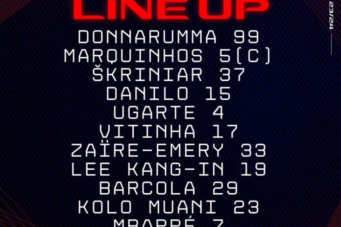 ميتز باريس سان جيرمان ميتز ضد باريس سان جيرمان: التشكيلات